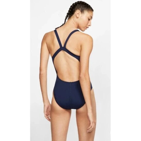 Nike Swim Women's Fastback One-Piece Swimsuit Navy Size 34/WMS8 NWT - Picture 2 of 4